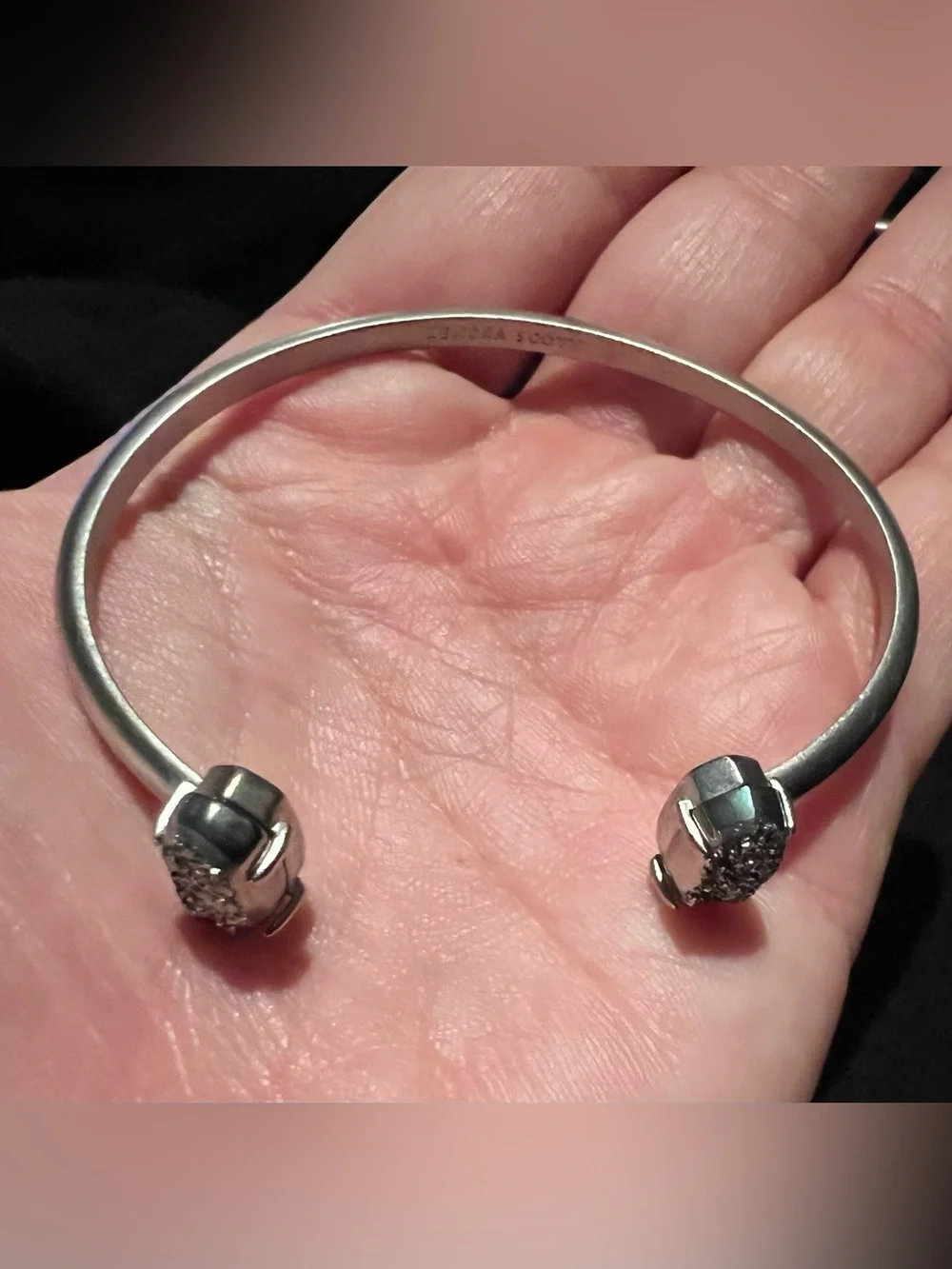 Kendra Scott Silver Open Cuff Bracelet with Pavé Crystal Ends - Silver